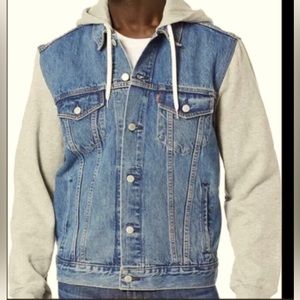 Levi's  Water Less™ Mens Hybrid Hoodie Denim Trucker Jacket XXL 2XL